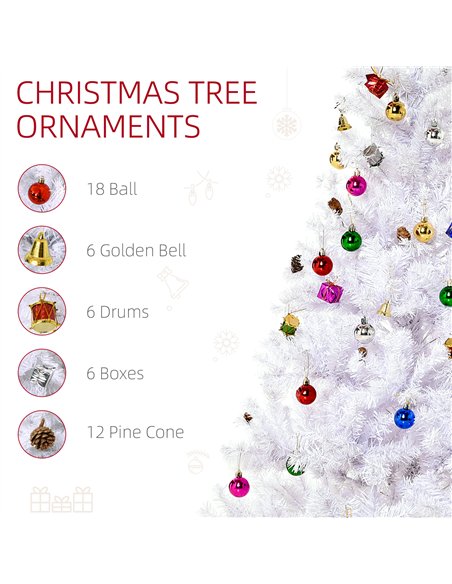HOMCOM 5ft Snow Artificial Christmas Tree w/ Metal Stand Decorations Home Seasonal Elegant Faux White - pic 201656 | FastDaddyshop