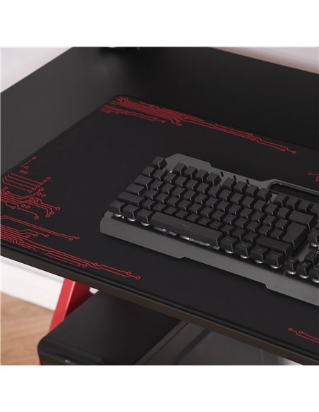 HOMCOM Gaming Desk Computer Table Ergonomics Workstation for Home Office with Cup & Speaker 120cm x 60cm x 96.5cm Black and Red - pic 20166 | FastDaddyshop