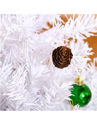 HOMCOM 5ft Snow Artificial Christmas Tree w/ Metal Stand Decorations Home Seasonal Elegant Faux White
