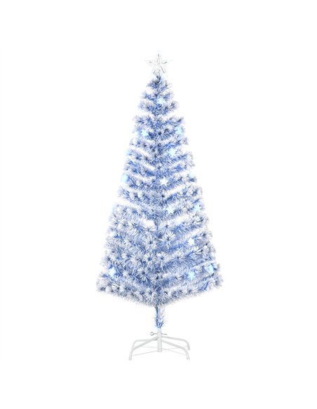 HOMCOM 6FT Artificial Fibre Optic Christmas Tree Seasonal Decoration w/ LED Lights Pre-Lit Easy Store White Blue - pic 201662 | FastDaddyshop