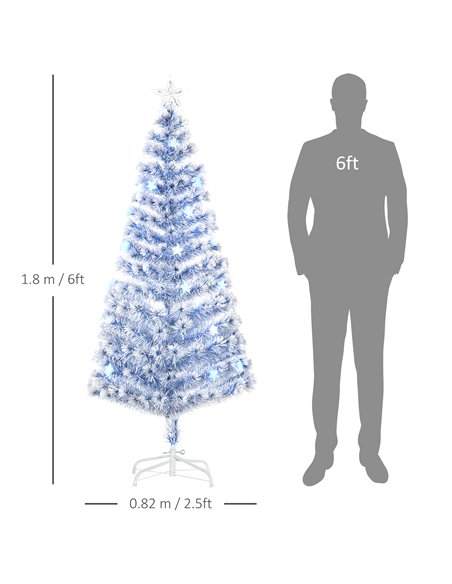 HOMCOM 6FT Artificial Fibre Optic Christmas Tree Seasonal Decoration w/ LED Lights Pre-Lit Easy Store White Blue - pic 201664 | FastDaddyshop