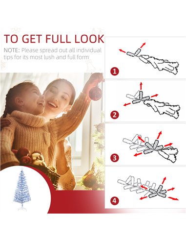 HOMCOM 6FT Artificial Fibre Optic Christmas Tree Seasonal Decoration w/ LED Lights Pre-Lit Easy Store White Blue