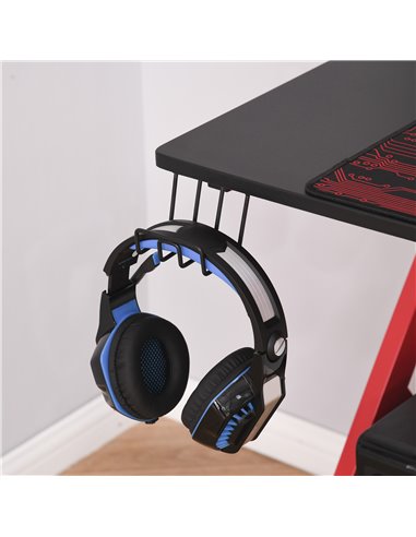 HOMCOM Gaming Desk Computer Table Ergonomics Workstation for Home Office with Cup & Speaker 120cm x 60cm x 96.5cm Black and Red