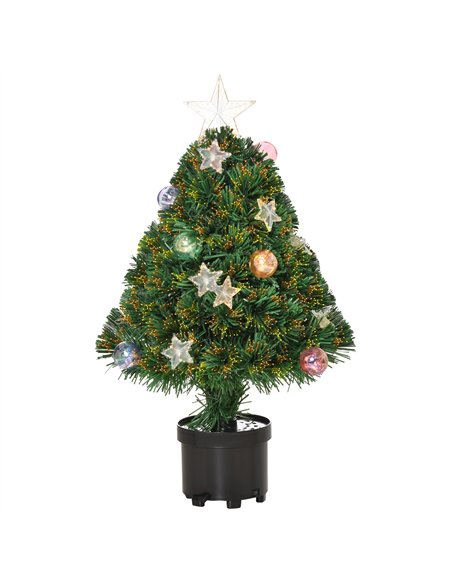 HOMCOM 2FT Pre-lit Artificial Christmas Tree Tabletop Multicoloured Fibre Optic Xmas Decoration w/ LED Lights Pot Table Desk - G - pic 201671 | FastDaddyshop