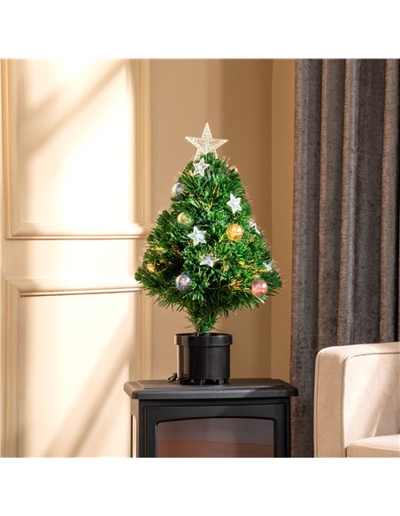 HOMCOM 2FT Pre-lit Artificial Christmas Tree Tabletop Multicoloured Fibre Optic Xmas Decoration w/ LED Lights Pot Table Desk - G - pic 201672 | FastDaddyshop