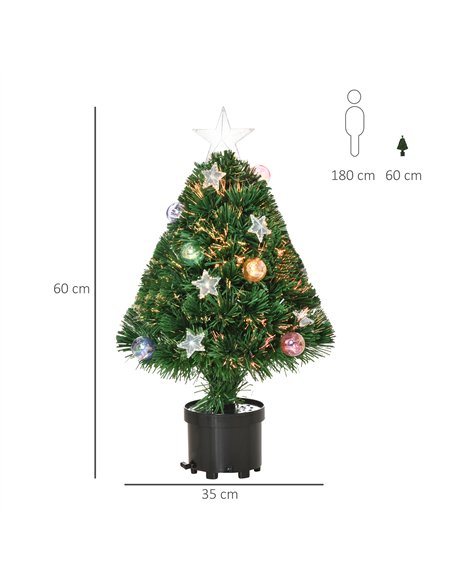 HOMCOM 2FT Pre-lit Artificial Christmas Tree Tabletop Multicoloured Fibre Optic Xmas Decoration w/ LED Lights Pot Table Desk - G - pic 201673 | FastDaddyshop