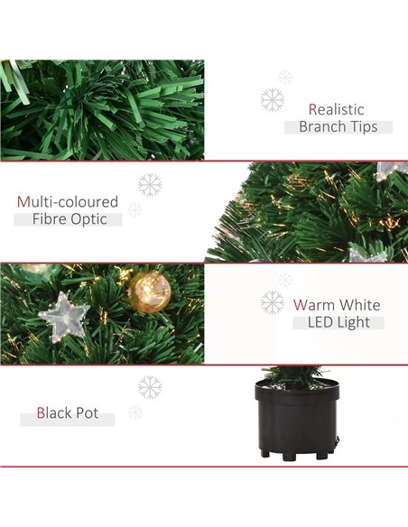 HOMCOM 2FT Pre-lit Artificial Christmas Tree Tabletop Multicoloured Fibre Optic Xmas Decoration w/ LED Lights Pot Table Desk - G - pic 201678 | FastDaddyshop