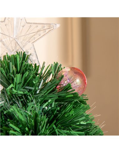 HOMCOM 2FT Pre-lit Artificial Christmas Tree Tabletop Multicoloured Fibre Optic Xmas Decoration w/ LED Lights Pot Table Desk - G