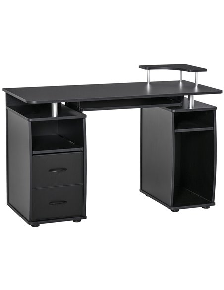 HOMCOM Computer Desk with Keyboard Tray, Drawers, Sliding Scanner Shelf, Black - pic 20168 | FastDaddyshop