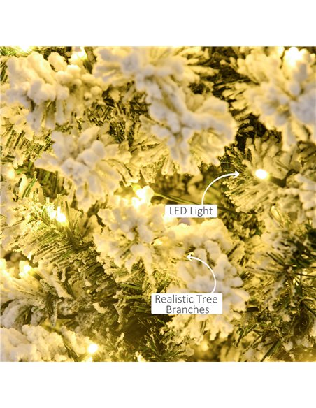 HOMCOM 4FT Prelit Artificial Snow Flocked Christmas Tree with Warm White LED Light, Holiday Home Xmas Decoration, Green White - pic 201695 | FastDaddyshop