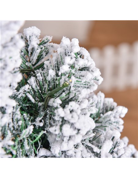 HOMCOM 4FT Prelit Artificial Snow Flocked Christmas Tree with Warm White LED Light, Holiday Home Xmas Decoration, Green White - pic 201696 | FastDaddyshop