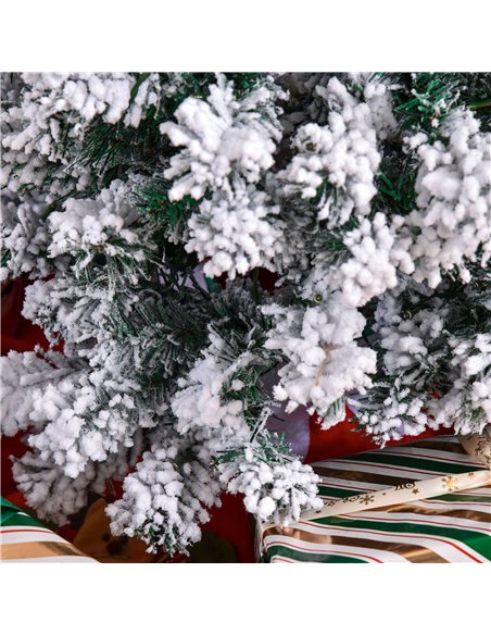 HOMCOM 4FT Prelit Artificial Snow Flocked Christmas Tree with Warm White LED Light, Holiday Home Xmas Decoration, Green White - pic 201697 | FastDaddyshop
