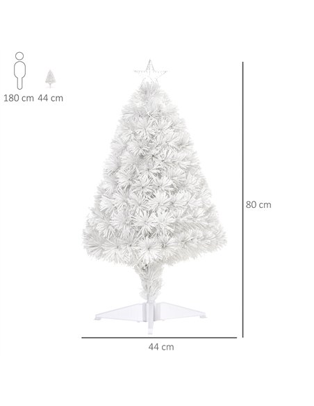 HOMCOM 2.5FT Prelit Artificial Tabletop Christmas Tree with Fibre Optics Holiday Home Xmas Decoration for Table and Desk, White - pic 201700 | FastDaddyshop