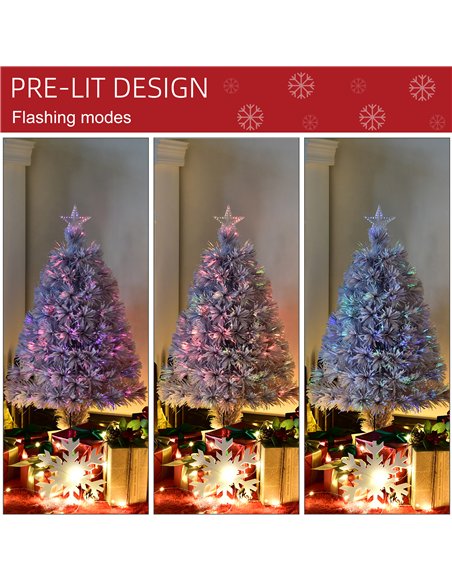 HOMCOM 2.5FT Prelit Artificial Tabletop Christmas Tree with Fibre Optics Holiday Home Xmas Decoration for Table and Desk, White - pic 201702 | FastDaddyshop