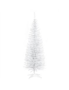 HOMCOM 5ft Unlit Artificial Christmas Tree, Pencil Slim Xmas Tree with Solid Stand and Realistic Branches, White