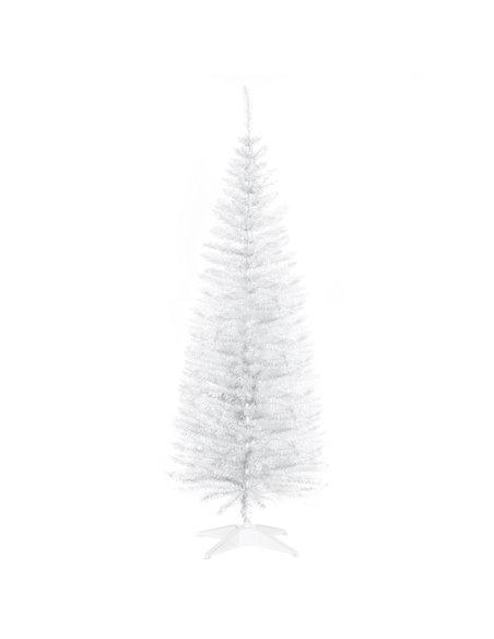 HOMCOM 5ft Unlit Artificial Christmas Tree, Pencil Slim Xmas Tree with Solid Stand and Realistic Branches, White - pic 201707 | FastDaddyshop