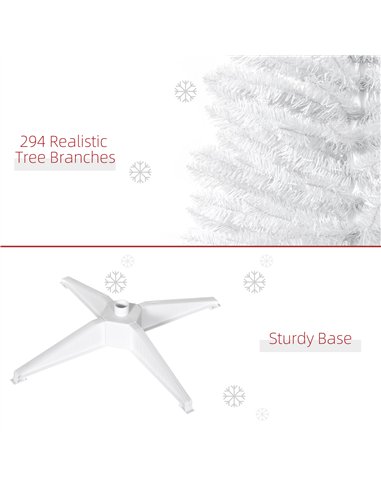 HOMCOM 5ft Unlit Artificial Christmas Tree, Pencil Slim Xmas Tree with Solid Stand and Realistic Branches, White