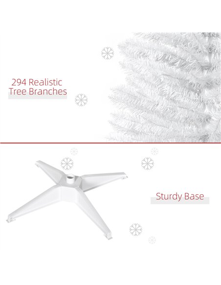 HOMCOM 5ft Unlit Artificial Christmas Tree, Pencil Slim Xmas Tree with Solid Stand and Realistic Branches, White - pic 201712 | FastDaddyshop