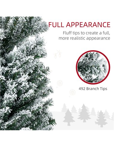 HOMCOM 6' Artificial Prelit Christmas Trees Holiday Décor with Colourful LED Lights, Flocked Tips, Berry, Pine Cone