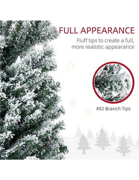 HOMCOM 6' Artificial Prelit Christmas Trees Holiday Décor with Colourful LED Lights, Flocked Tips, Berry, Pine Cone - pic 201721 | FastDaddyshop