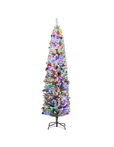 HOMCOM 7ft Snowy Artificial Christmas Tree, with Lights, Decorations and Pine Cones - pic 201725 | FastDaddyshop