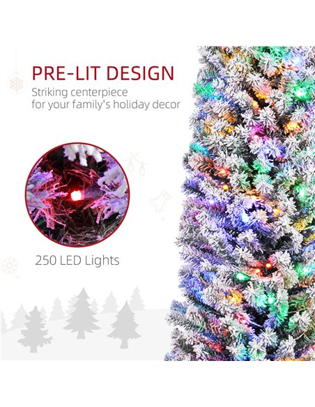 HOMCOM 7ft Snowy Artificial Christmas Tree, with Lights, Decorations and Pine Cones - pic 201728 | FastDaddyshop