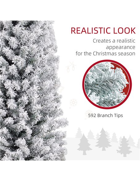 HOMCOM 7ft Snowy Artificial Christmas Tree, with Lights, Decorations and Pine Cones - pic 201730 | FastDaddyshop