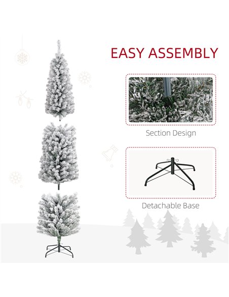 HOMCOM 7ft Snowy Artificial Christmas Tree, with Lights, Decorations and Pine Cones - pic 201731 | FastDaddyshop