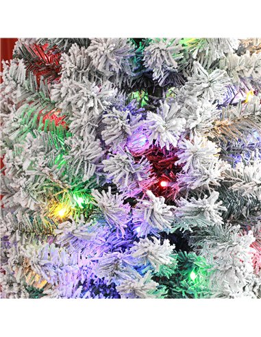 HOMCOM 7ft Snowy Artificial Christmas Tree, with Lights, Decorations and Pine Cones