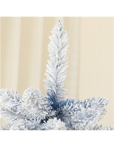 HOMCOM 6ft Flocked Artificial Christmas Tree with 700 Snow Frosted Tips, Metal Stand, Snowy Hinged Xmas Tree, Blue