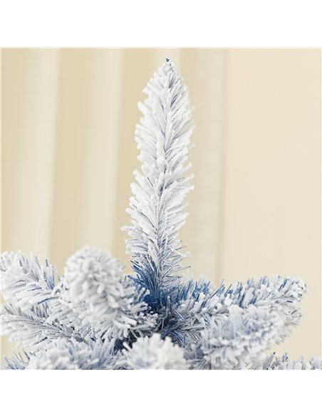 HOMCOM 6ft Flocked Artificial Christmas Tree with 700 Snow Frosted Tips, Metal Stand, Snowy Hinged Xmas Tree, Blue - pic 201750 | FastDaddyshop