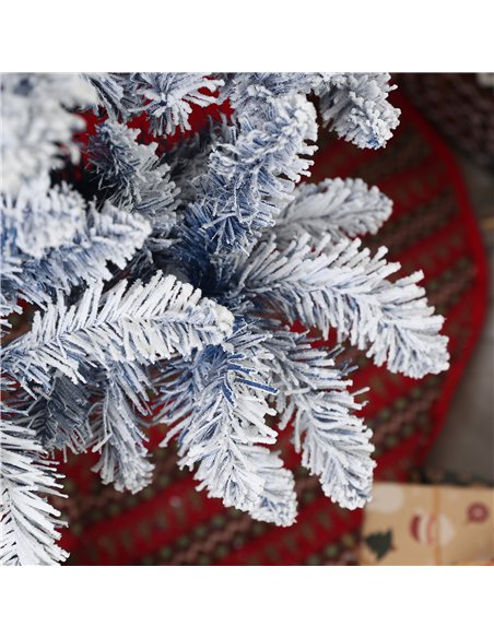 HOMCOM 6ft Flocked Artificial Christmas Tree with 700 Snow Frosted Tips, Metal Stand, Snowy Hinged Xmas Tree, Blue - pic 201751 | FastDaddyshop
