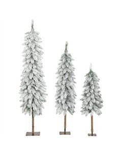 HOMCOM Set of 3 Pencil Flocked Christmas Tree, 3ft 4ft 5ft