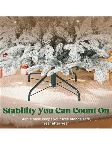 HOMCOM 5 ft Artificial Flocked Christmas Tree with 717 Branches, Hinged Xmas Tree with Foldable Metal Stand, Easy Assembly for H