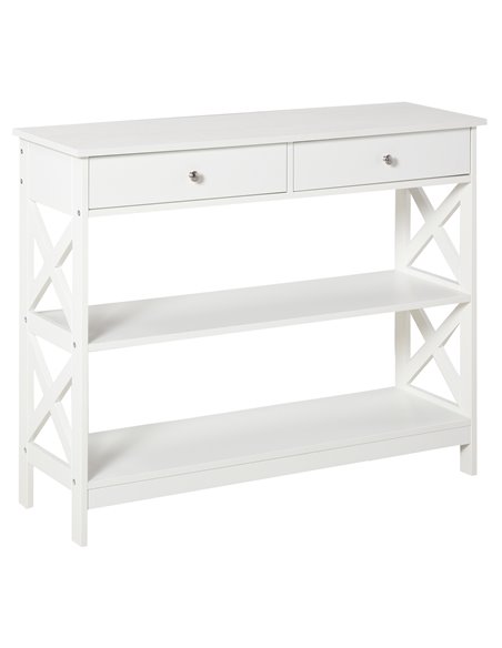 HOMCOM Console Table Side Desk with Shelves, Drawers, White - pic 20177 | FastDaddyshop