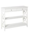 HOMCOM Console Table Side Desk with Shelves, Drawers, White