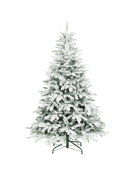HOMCOM 6 ft Artificial Flocked Christmas Tree with 1182 Branches, Hinged Xmas Tree with Foldable Metal Stand, Easy Assembly for  - pic 201770 | FastDaddyshop