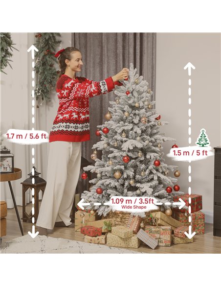 HOMCOM 5ft Snow Flocked Artificial Christmas Tree - pic 201781 | FastDaddyshop