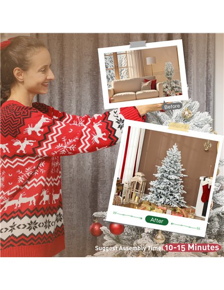 HOMCOM 5ft Snow Flocked Artificial Christmas Tree - pic 201785 | FastDaddyshop