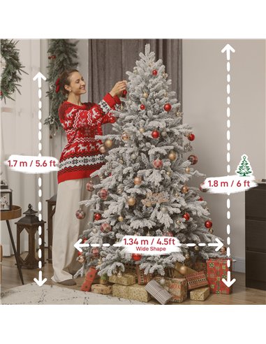 HOMCOM 6ft Snow Flocked Artificial Christmas Tree