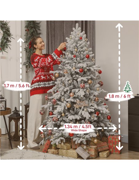 HOMCOM 6ft Snow Flocked Artificial Christmas Tree - pic 201790 | FastDaddyshop