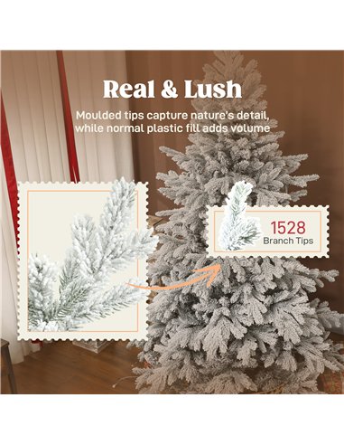 HOMCOM 6ft Snow Flocked Artificial Christmas Tree