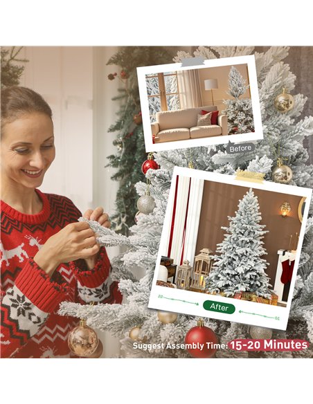 HOMCOM 6ft Snow Flocked Artificial Christmas Tree - pic 201794 | FastDaddyshop
