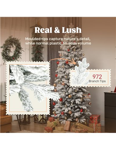 HOMCOM 7ft Flocked Artificial Christmas Tree