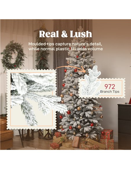 HOMCOM 7ft Flocked Artificial Christmas Tree - pic 201801 | FastDaddyshop