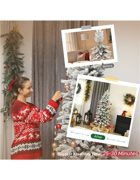 HOMCOM 7ft Flocked Artificial Christmas Tree - pic 201803 | FastDaddyshop