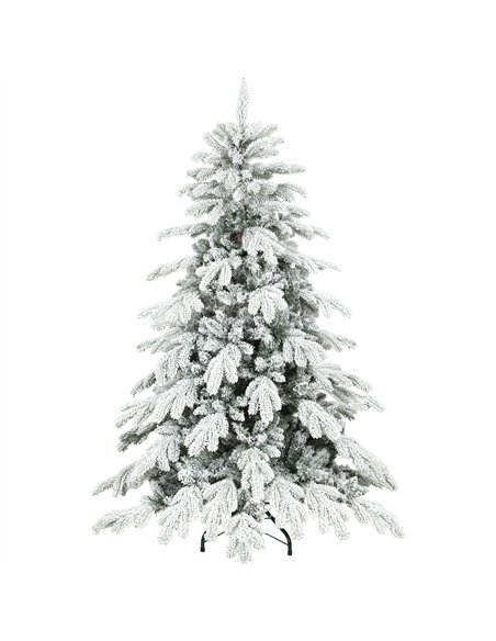 HOMCOM 5ft Super Flocked Christmas Tree - Green/White - pic 201806 | FastDaddyshop