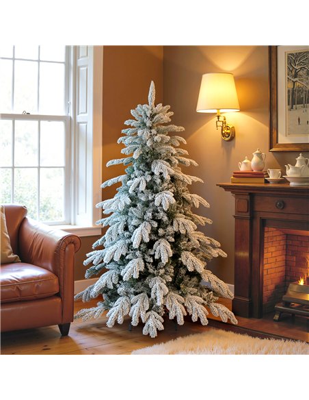 HOMCOM 5ft Super Flocked Christmas Tree - Green/White - pic 201807 | FastDaddyshop