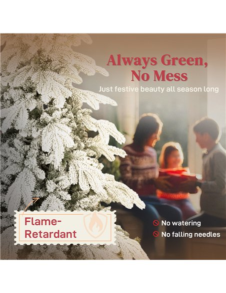HOMCOM 5ft Super Flocked Christmas Tree - Green/White - pic 201809 | FastDaddyshop