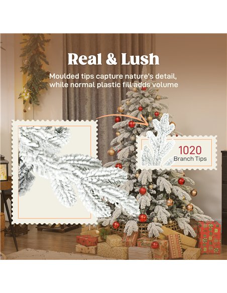 HOMCOM 5ft Super Flocked Christmas Tree - Green/White - pic 201810 | FastDaddyshop